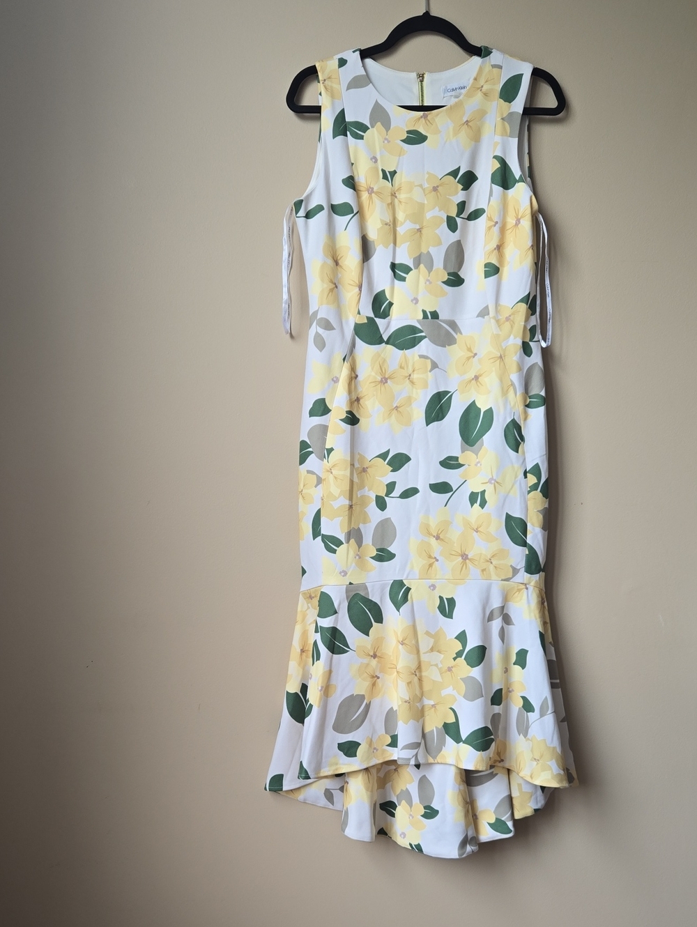 Calvin Klein White Dress with Yellow Floral Print
